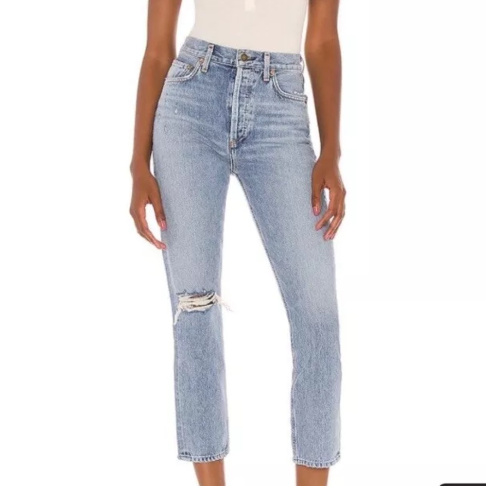 AGOLDE Riley High Rise Crop in Endeavor